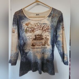 Vintage Style Graphic 3/4 Sleeve Top